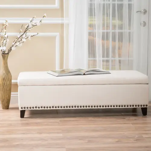 Storage Ottoman, Storage Bench with Safety Close Hinge by HouseOfZazla