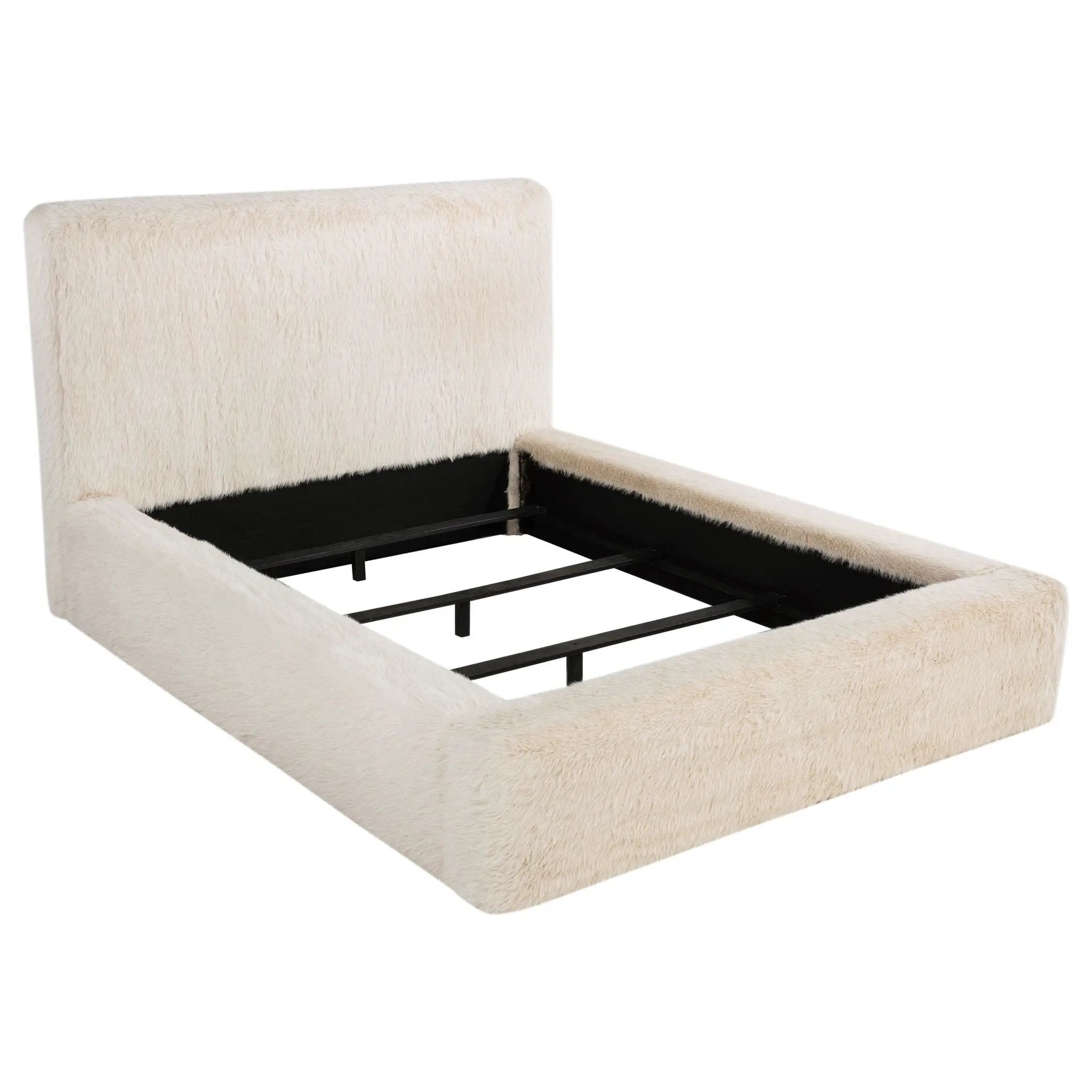 Rebecca Faux Fur Upholstered California King Bed Cream by Unique Piece Furniture