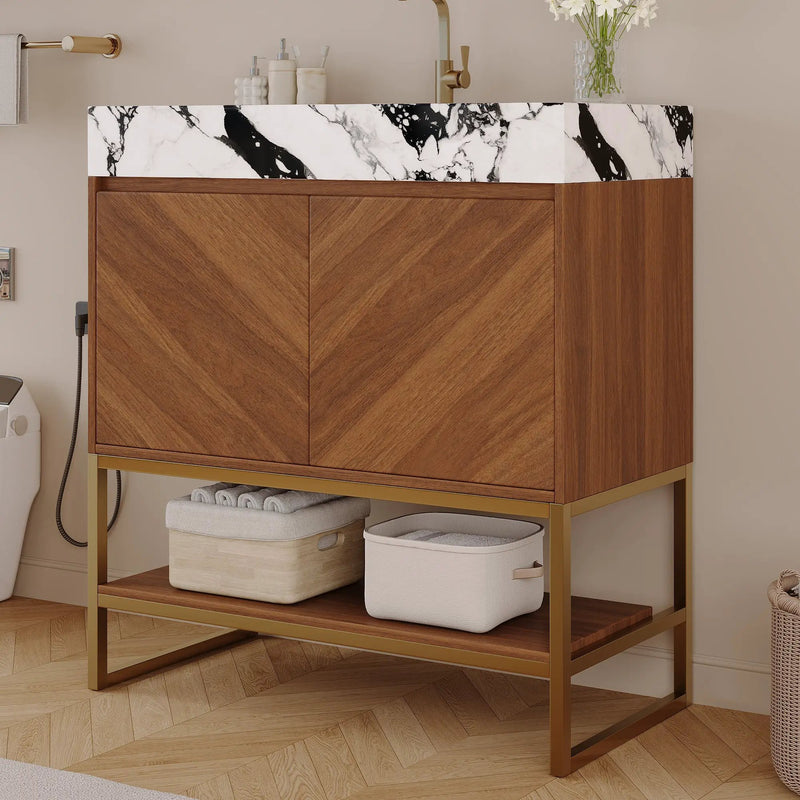 29.9" Modern Free-standing Bathroom Vanity with Ceramic Sink by HouseOfZazla