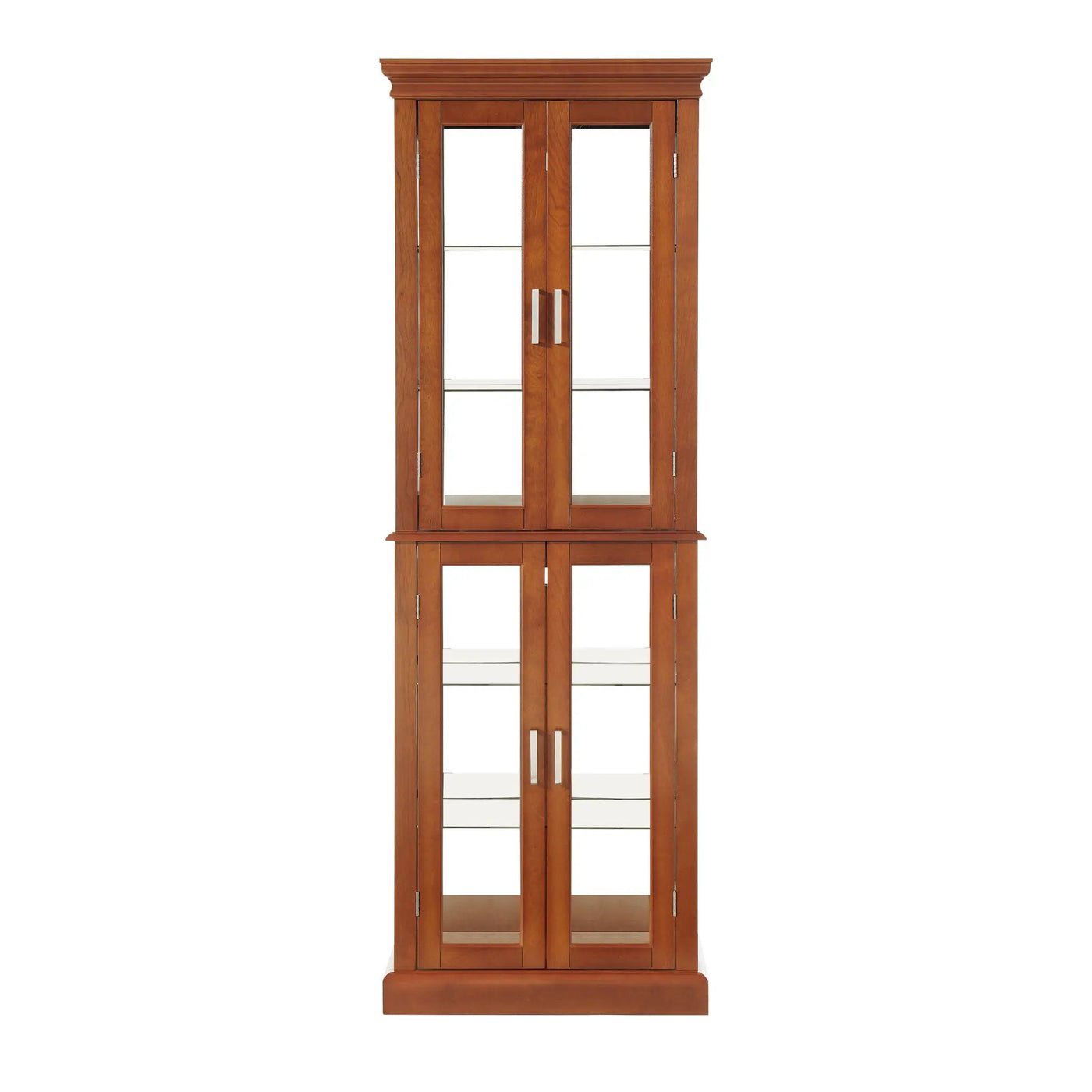 Curio Cabinet Lighted Curio Diapaly Cabinet With Adjustable Shelves And Mirrored Back Panel, Tempered Glass Doors (6 Tier), (E26 Light Bulb Not Included) by Unique Piece Furniture