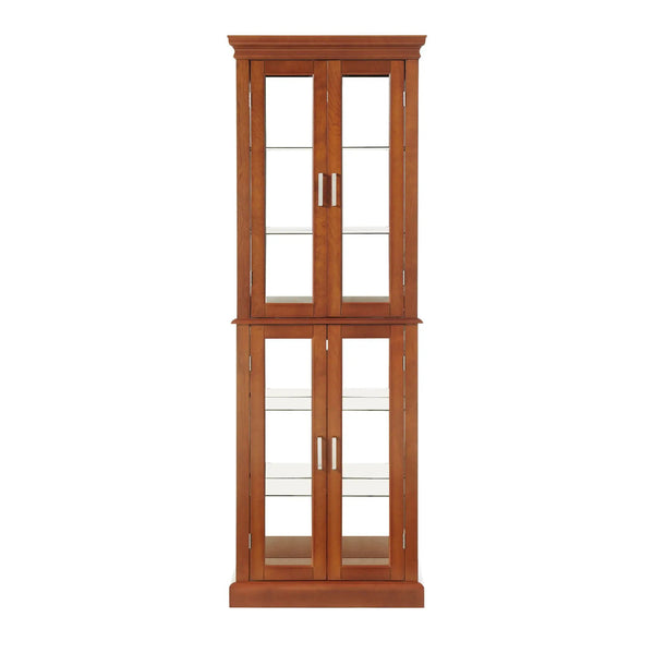 Lighted Curio Cabinet With Adjustable Shelves and Mirrored Back Panel