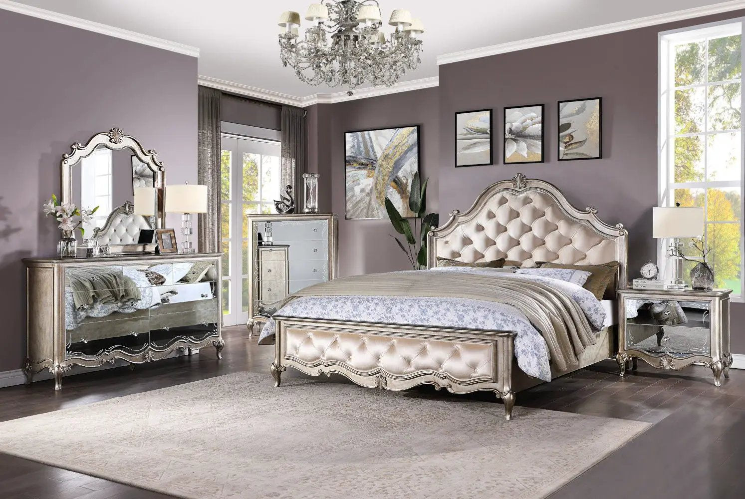 Esteban - Mirror - Antique Champagne by Unique Piece Furniture