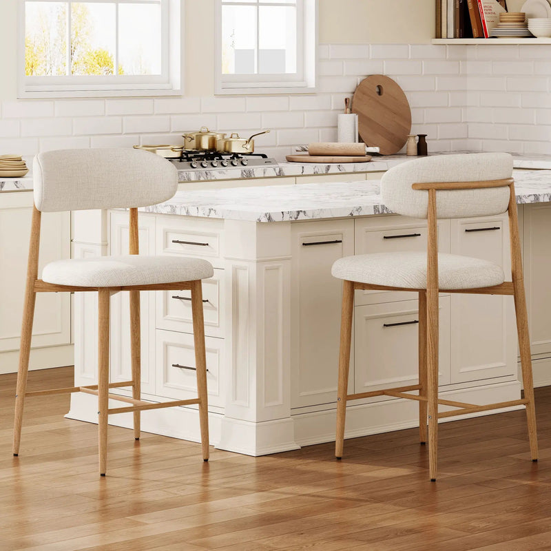 Upholstered Counter Height Bar Stools For Kitchen Island (Set of 2) - Beige by Unique Piece Furniture