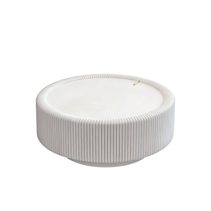 White Round Fluted Coffee Table with Hidden Storage by HouseOfZazla