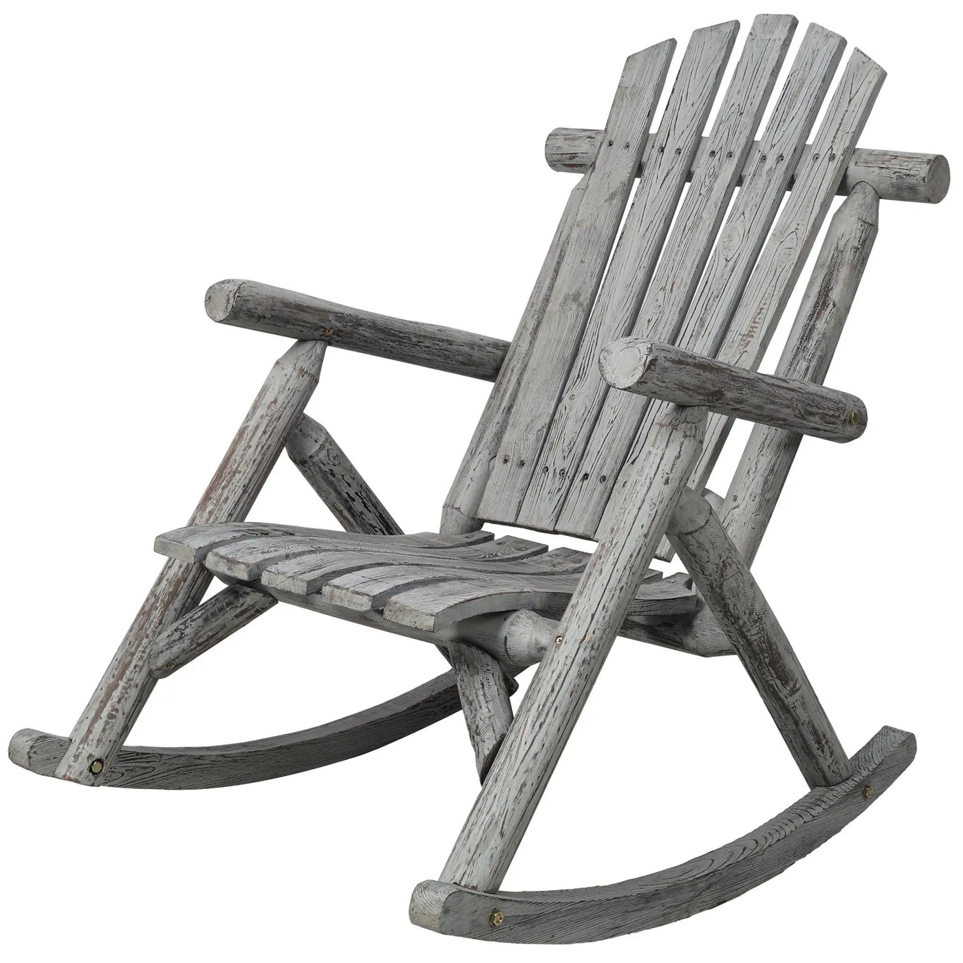 Durable Wooden Porch Rocker, Fir Log Rocking Chair by HouseOfZazla