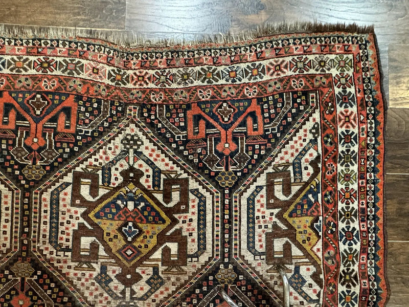 Antique Persian Qashqai Rug 5x8, Persian Tribal Rug, Khamseh Rug by Jewel Rugs