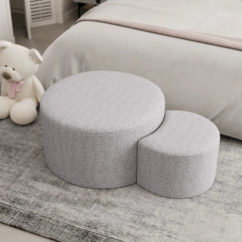 Upholstered Nesting Coffee Tables, Side Table, Footrest, Ottoman & Seat For Living Room Bedroom Entryway Office (Set of 2) - Beige by Unique Piece Furniture