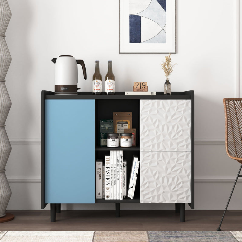 Modern Sideboard Buffet Cabinet With Doors And Unique Panel Styling by HouseOfZazla