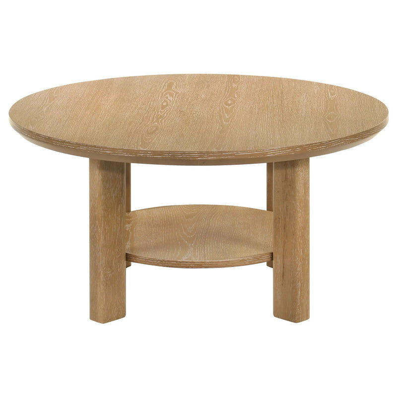 Ottowa 36-inch Round Wood Cocktail Coffee Table Light Oak by Unique Piece Furniture