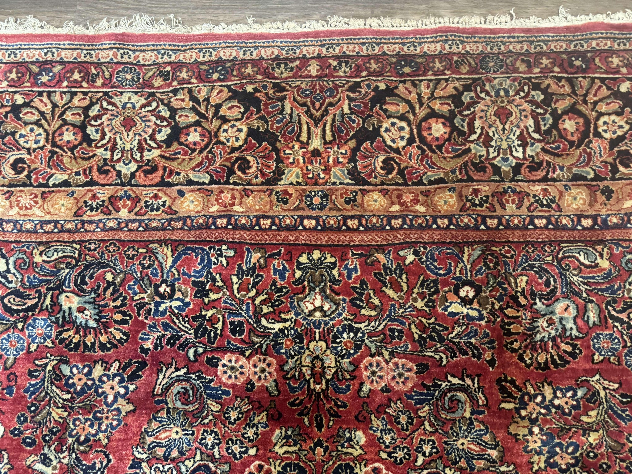 Persian Sarouk Rug 10x18, Palace Size Antique Persian Carpet, Wool, Red, Floral, Handmade Traditional Persian Rug, Extra Large Rug by Jewel Rugs