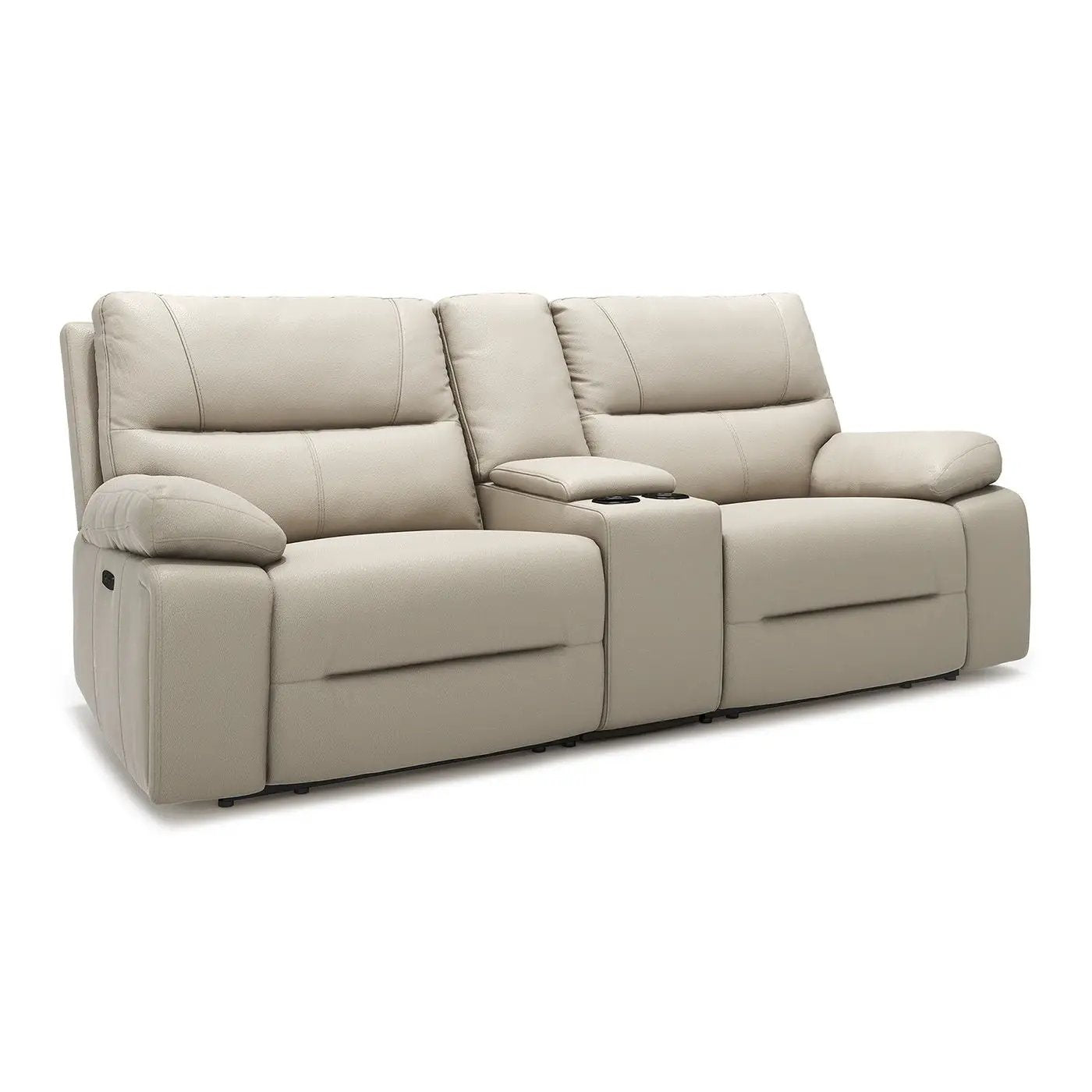 Malibu - Modern Power Motion 3 Piece Reclining Loveseat Sofa With Cup Holders - Cream Taupe Beige by HouseOfZazla
