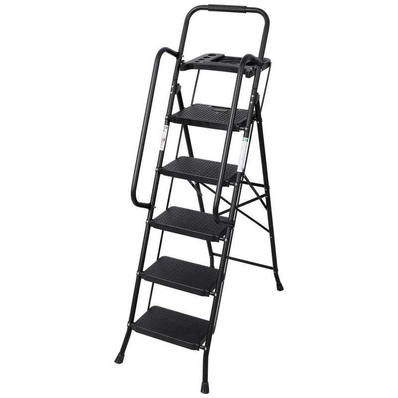 G&H 5 Step Folding Ladder with Wide Anti-Slip Pedal and Handrail by HouseOfZazla