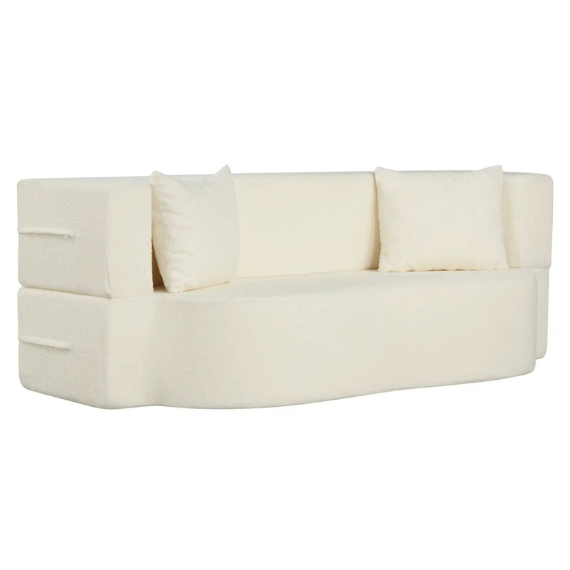75.5 inch Folding Sofa Bed 2-in-1 Convertible Teddy Fleece Floor Loveseat with 2 Comfortable Pillows by DirectDeals
