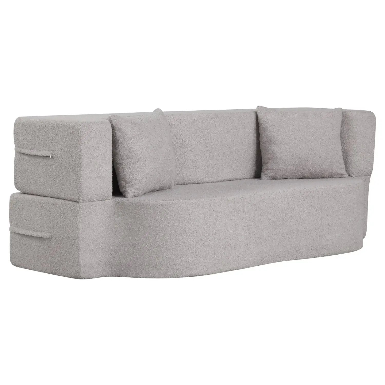 75.5 inch Folding Sofa Bed 2-in-1 Convertible Teddy Fleece Floor Loveseat with 2 Comfortable Pillows by DirectDeals