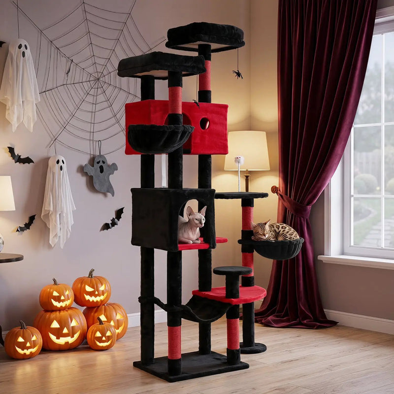 Gothic Cat Tree 75 Inch with Dual Perches and Houses by DirectDeals