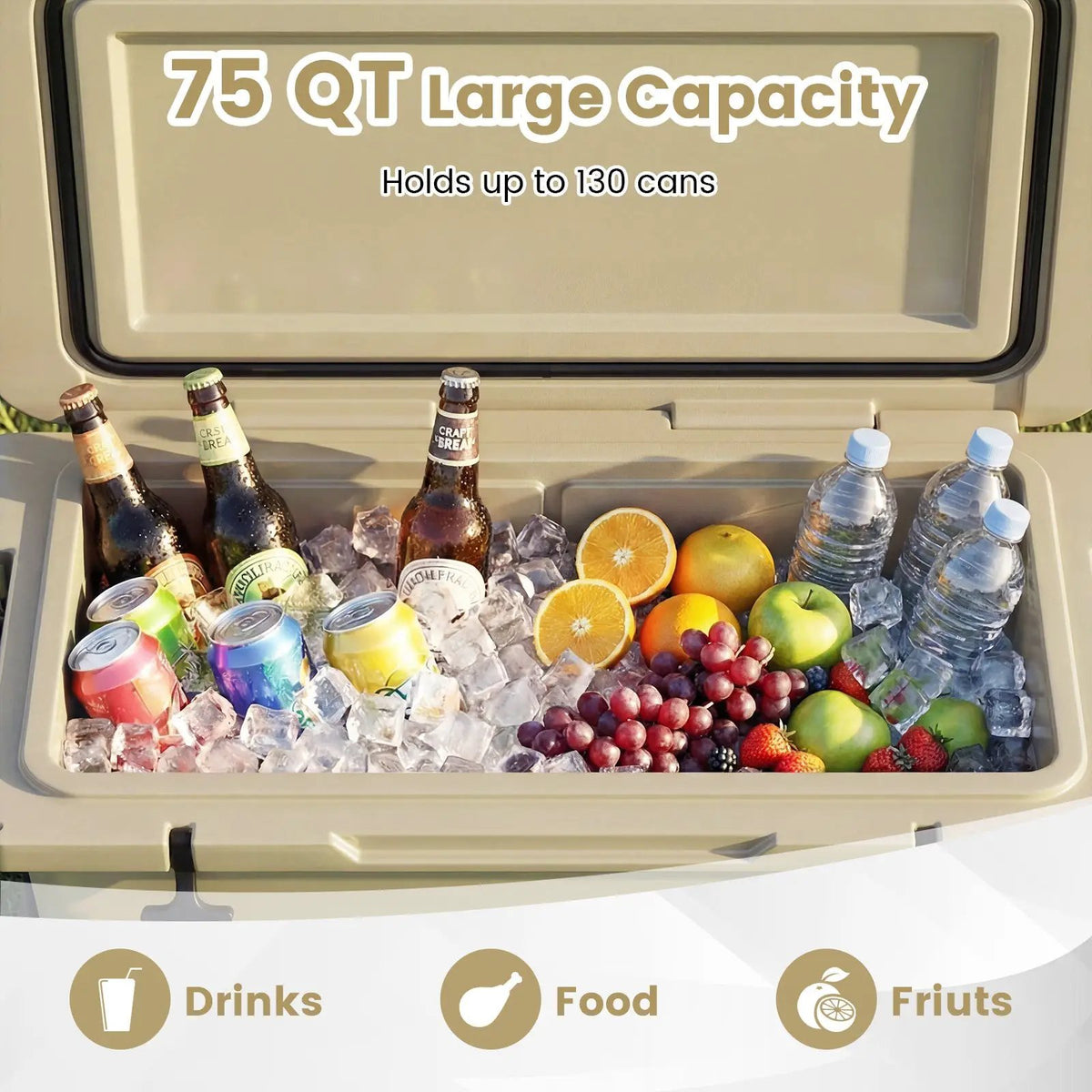 75 Quart Portable Hard Cooler with 6-Day Ice Retention and Wheels by DirectDeals