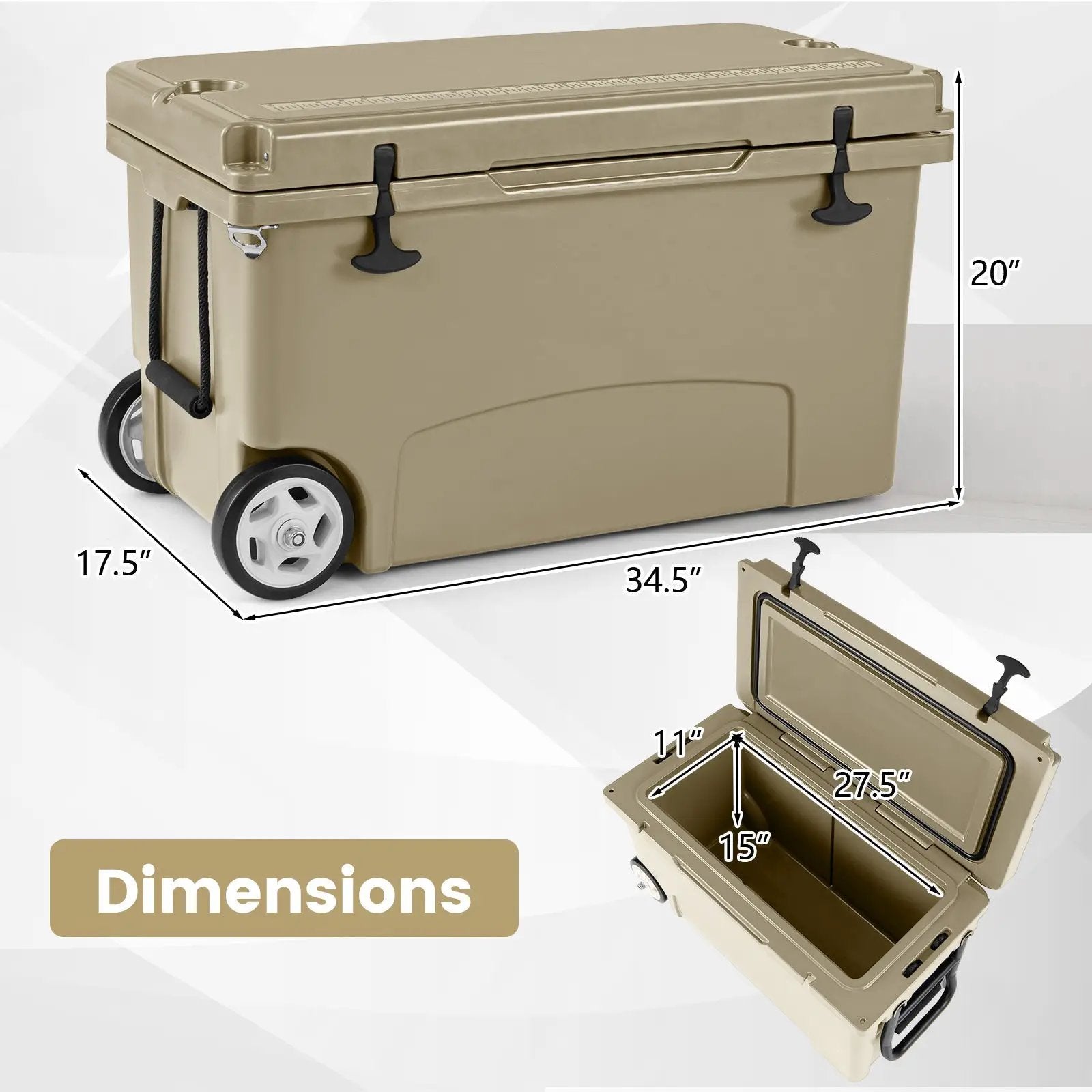 75 Quart Portable Hard Cooler with 6-Day Ice Retention and Wheels by DirectDeals