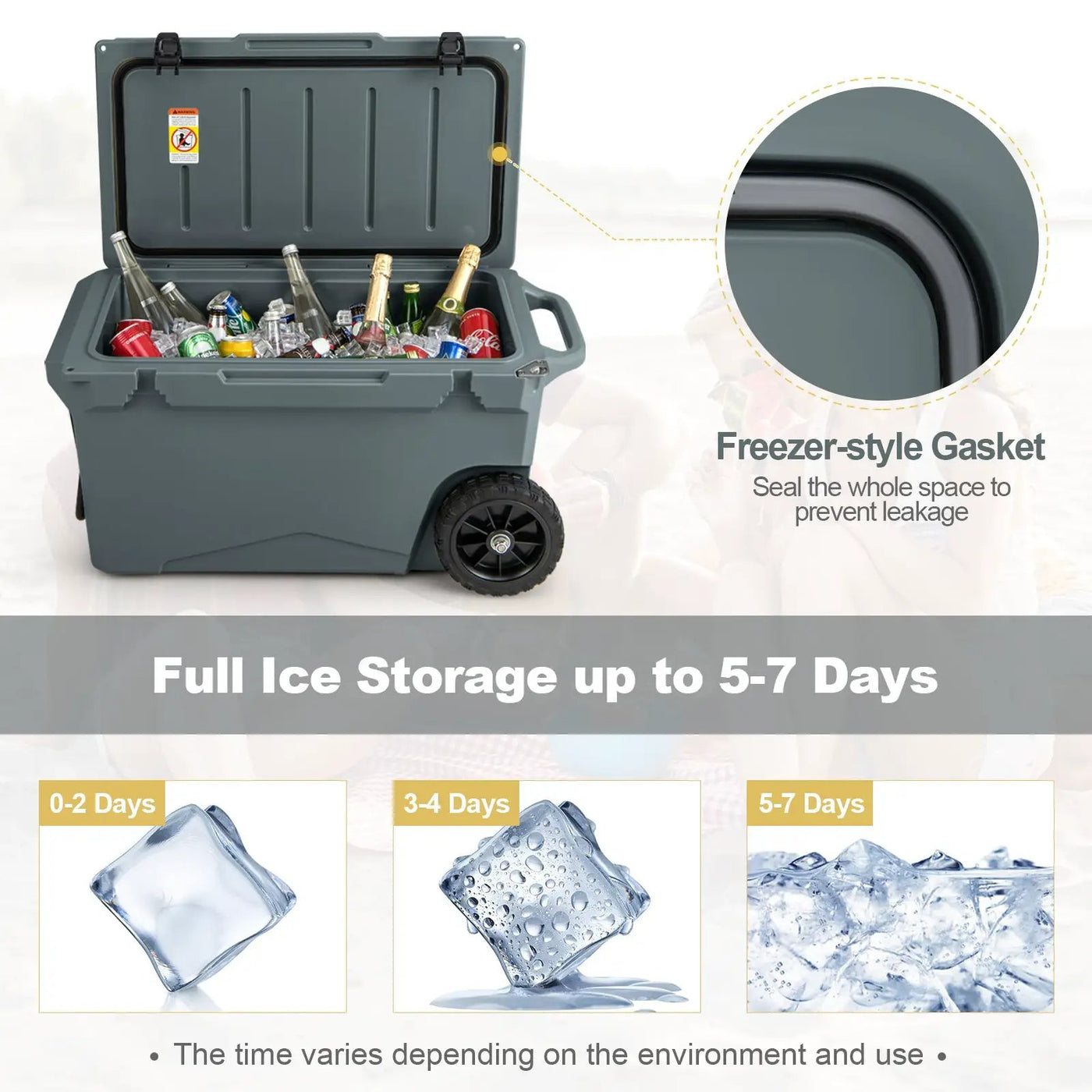 75 Quart Portable Cooler Rotomolded Ice Chest with Handles and Wheels by DirectDeals