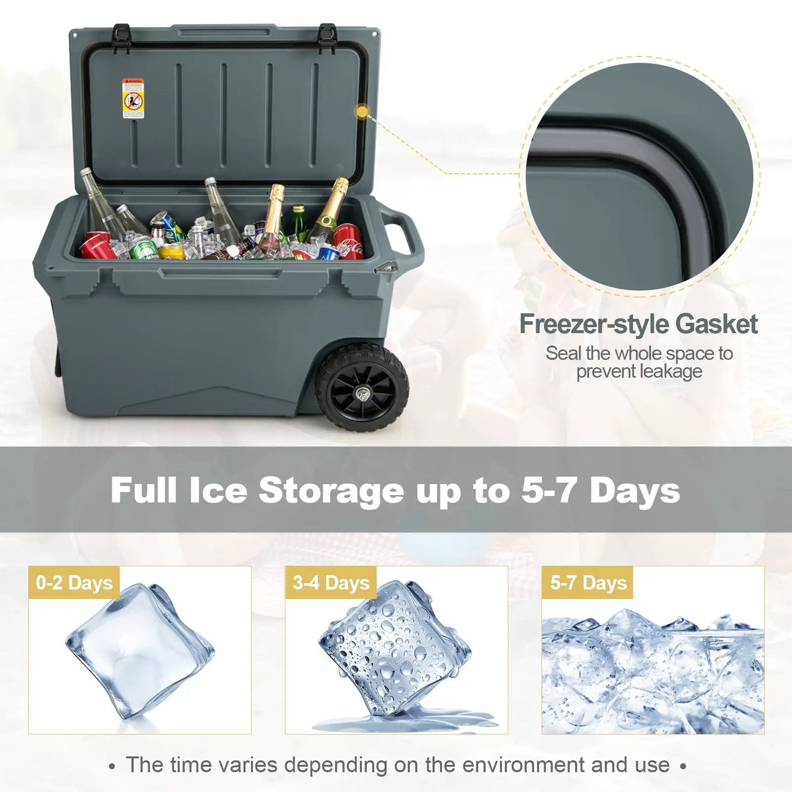 75 Quart Portable Cooler Rotomolded Ice Chest with Handles and Wheels by DirectDeals