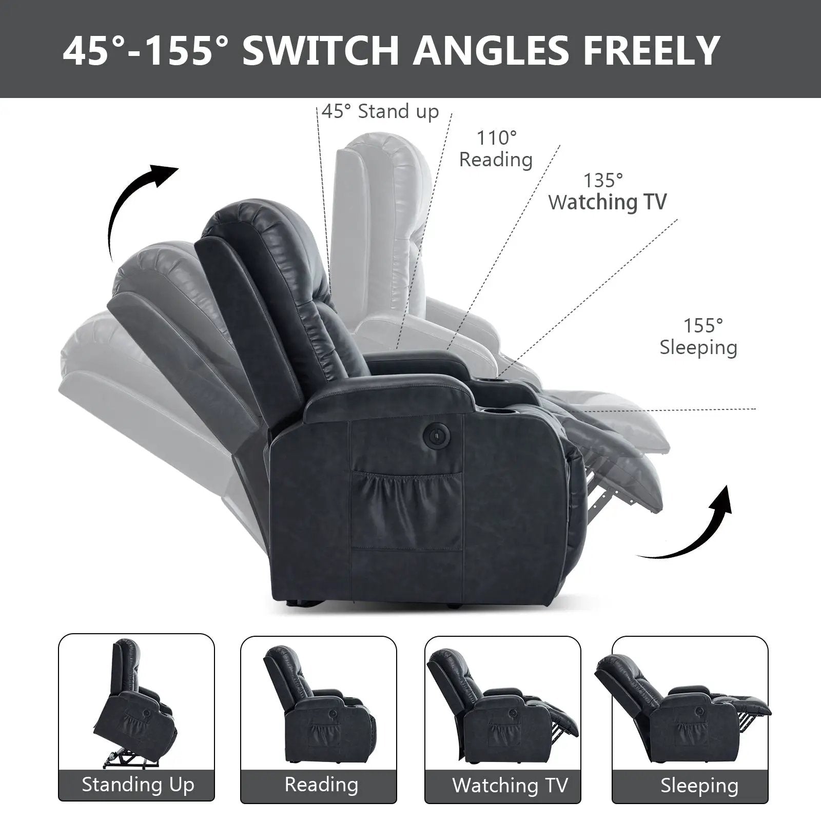 Dark Recliner with Power Lift Assistance by HouseOfZazla