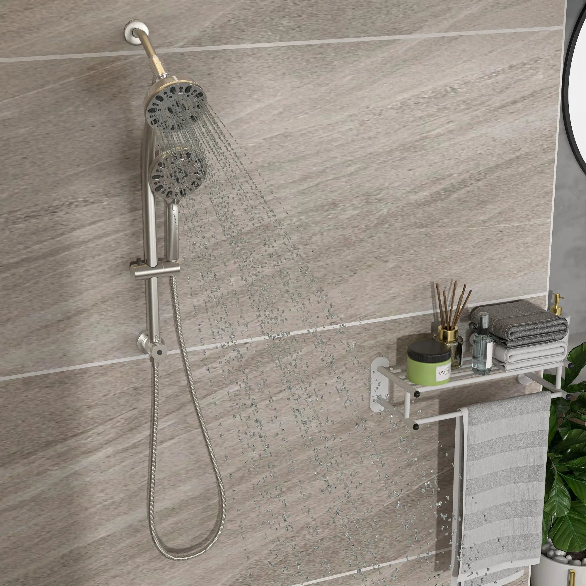 Multi Function Dual Shower Head Shower System With 4.7" Rain Showerhead, 7 Function Hand Shower, Adjustable Slide Bar by HouseOfZazla