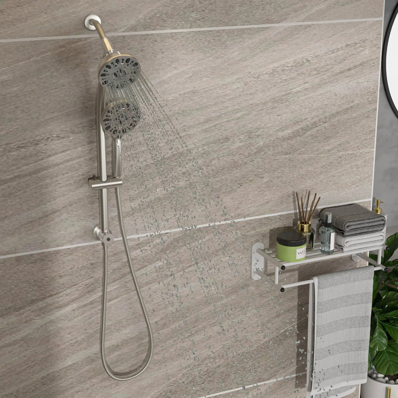 Multi Function Dual Shower Head Shower System With 4.7" Rain Showerhead, 7 Function Hand Shower, Adjustable Slide Bar by HouseOfZazla