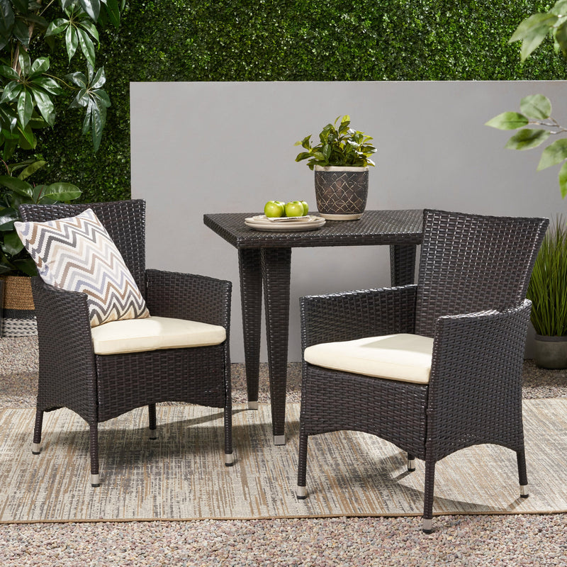 Clementine Outdoor Multibrown PE Wicker Dining Chairs (Set of 2) by HouseOfZazla
