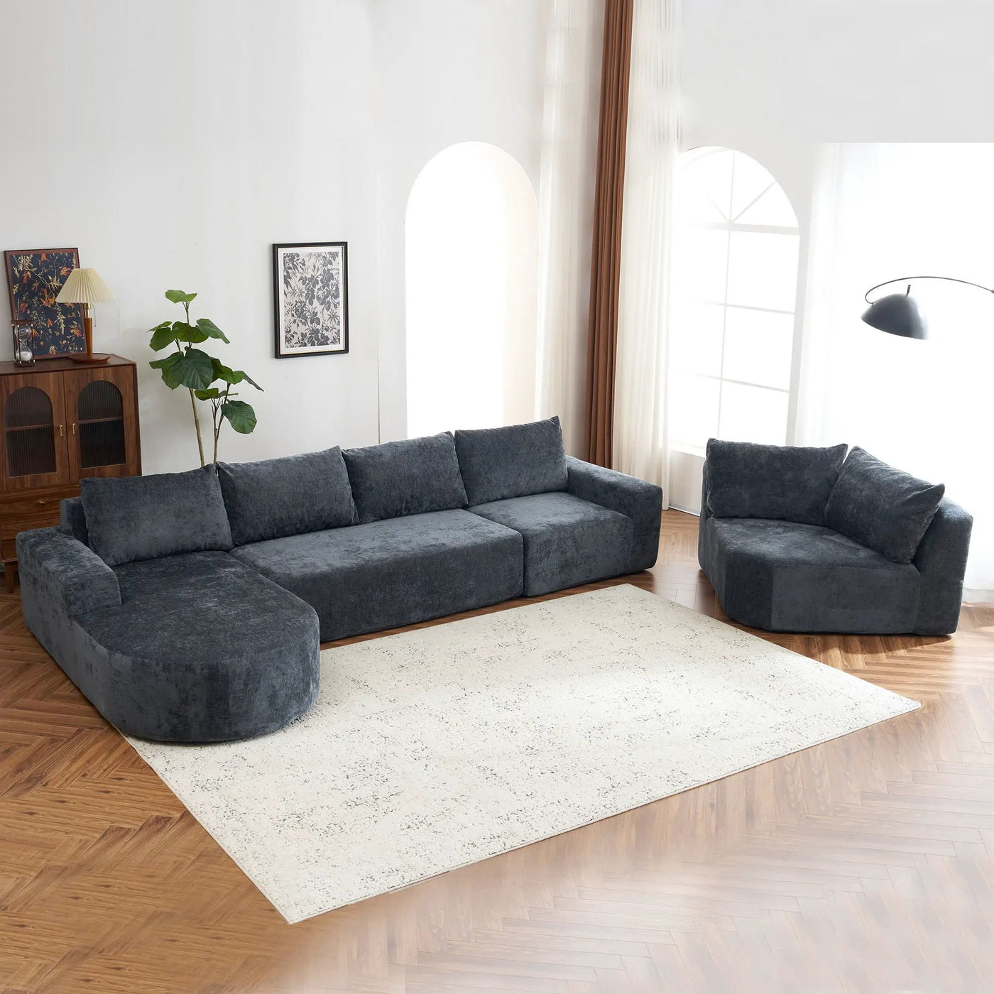 U-Shaped Oversized Modular Cloud Sectional Sofa With Deep Seat For Living Room by HouseOfZazla