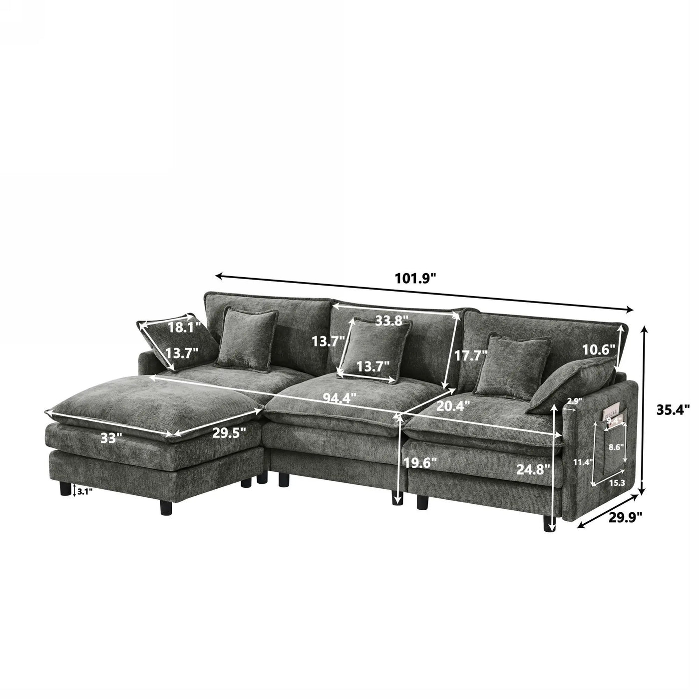 Sofa With Modular Design by HouseOfZazla