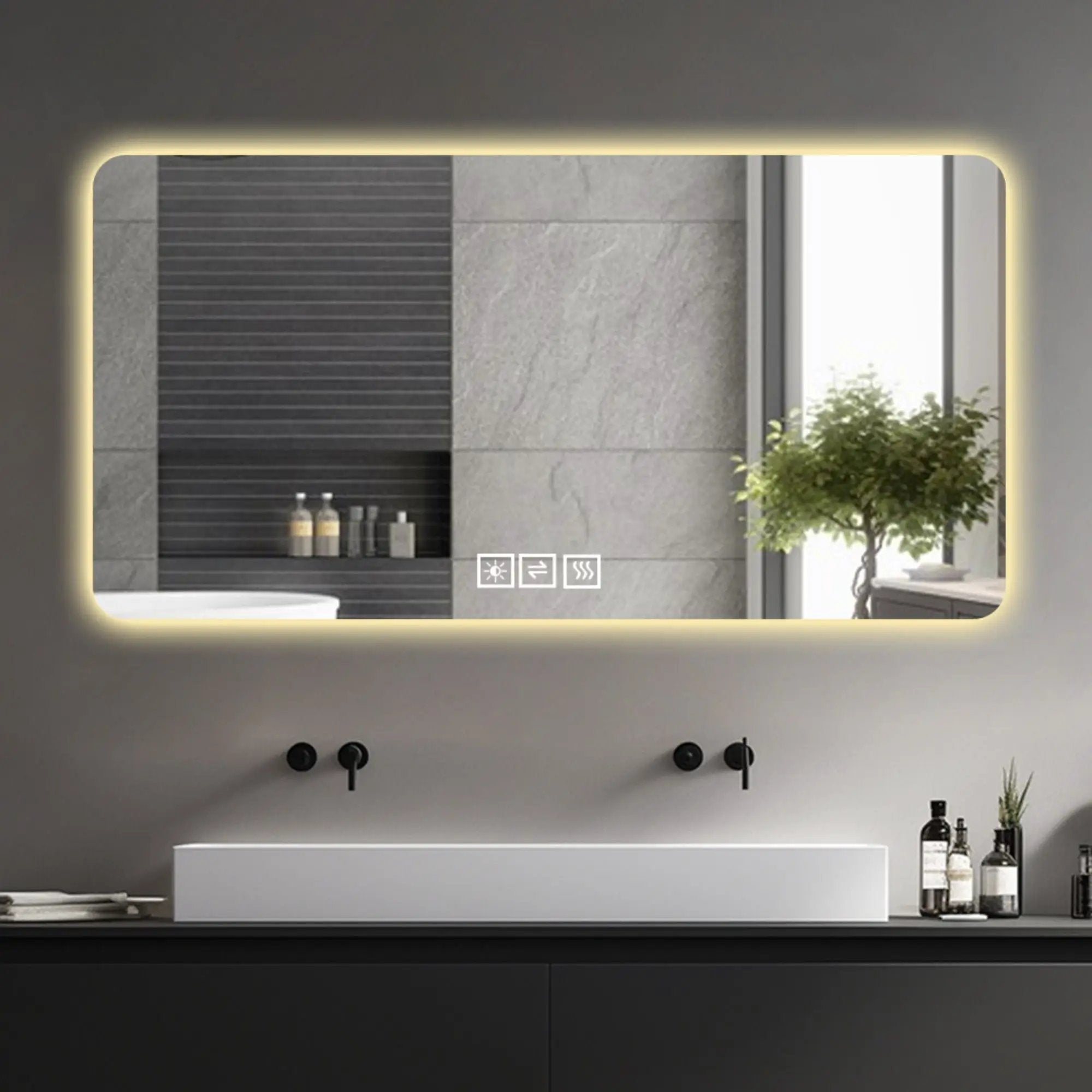LED Bathroom Mirror With 3 Color Dimmable Backlight by Unique Piece Furniture
