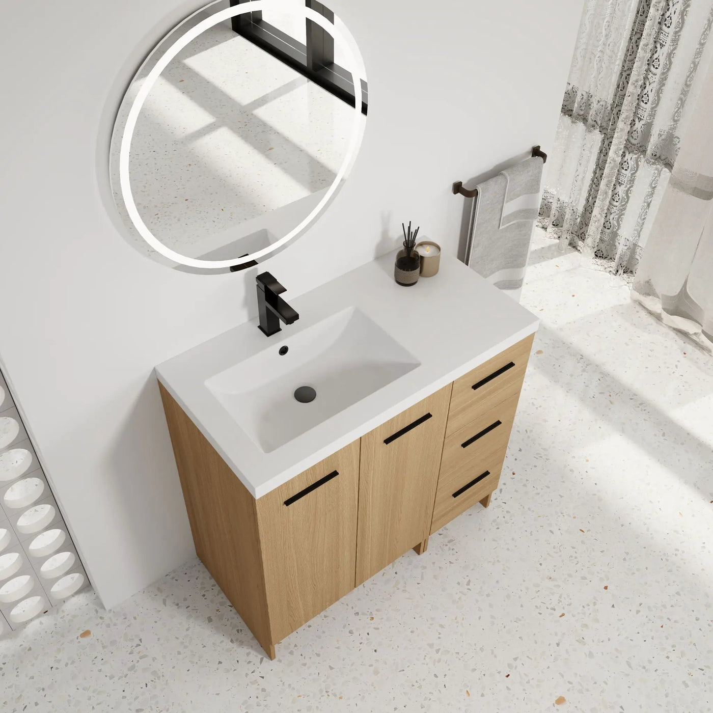 Wall Mounted Floating Bathroom Vanity With Sink, Door & Drawers Modular Cabinet by Unique Piece Furniture