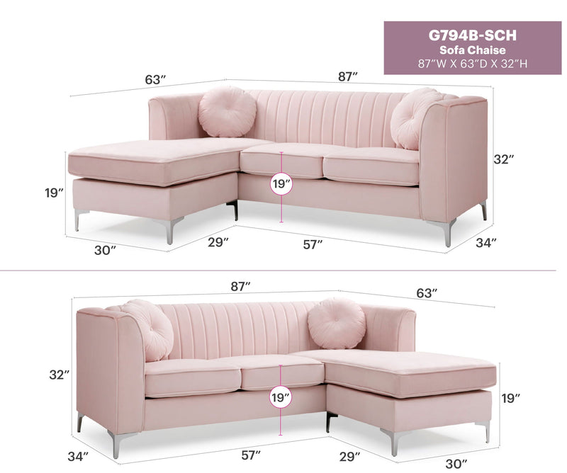 Delray - Micro Suede Sofa Chaise by HouseOfZazla