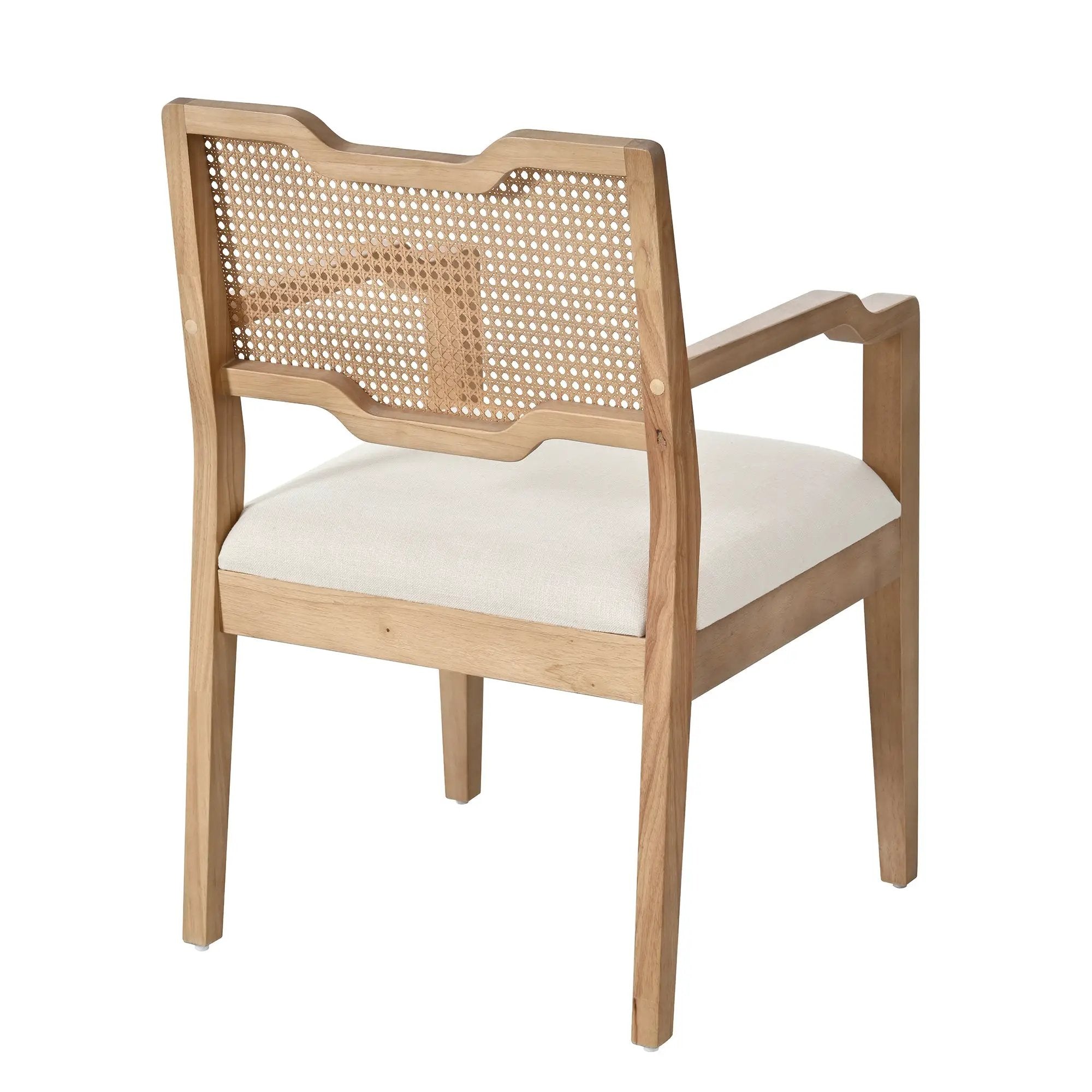 Farmhouse Dining Chairs Set of 2 with Upholstered Seats and Rattan Backrest by HouseOfZazla