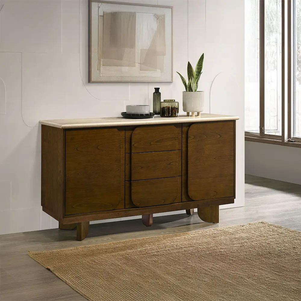 Kasha - Server With Marble Top Top - Vintage Oak by Unique Piece Furniture