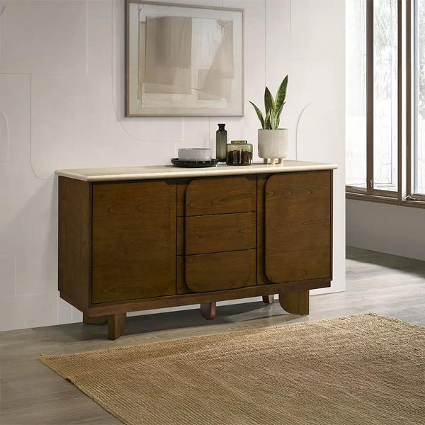 Kasha - Server With Marble Top Top - Vintage Oak