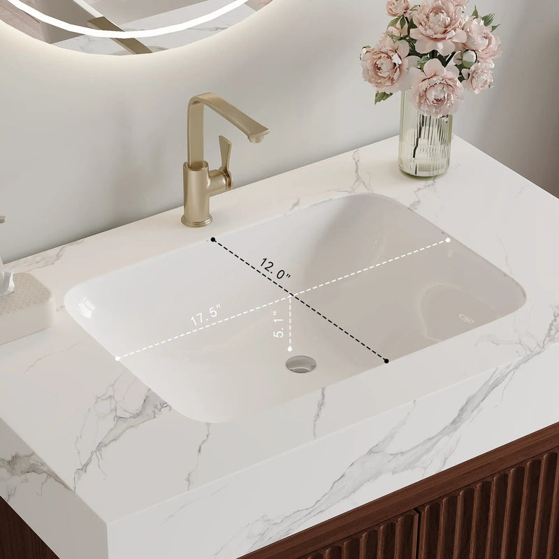 30" Freestanding Sintered Stone Countertop Bathroom Vanity with Ceramic Sink by HouseOfZazla