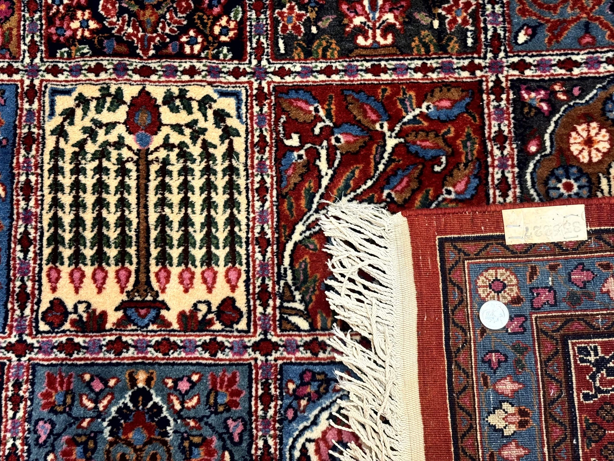 Wonderful Persian Qum Rug 10x13, Panel Design, Fine 260 KPSI, Signed, Red Multicolor by Jewel Rugs