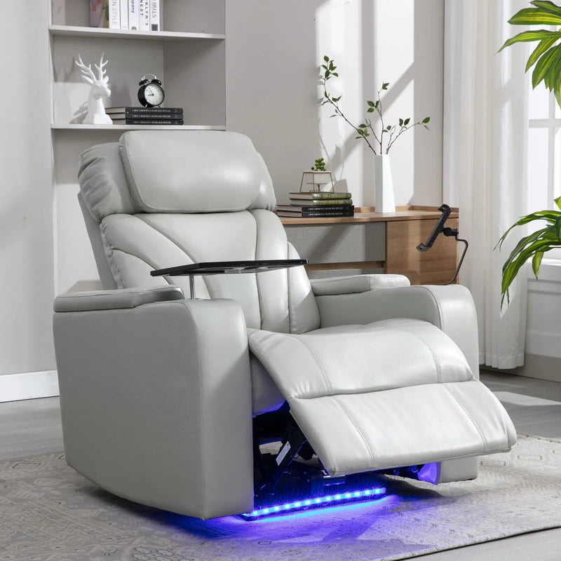 Power Motion Recliner Electric Power Recliner With USB Charging Port, Hidden Arm Storage, Convenient Cup Holder And tooth Speaker by HouseOfZazla