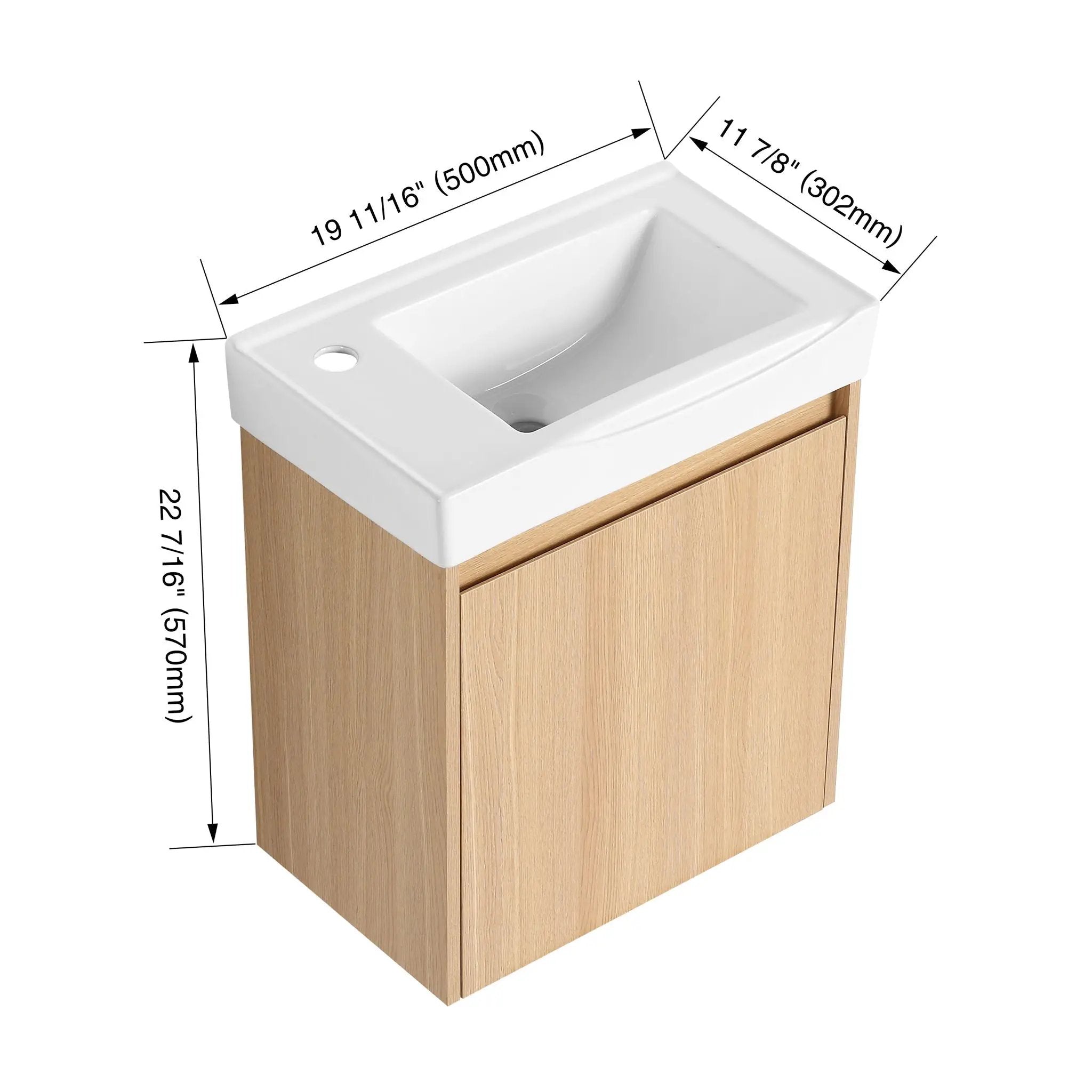 Modern Bathroom Vanity With Ceramic Basin, Wall Mounted Floating Sink Combo, Storage Cabinet by Unique Piece Furniture