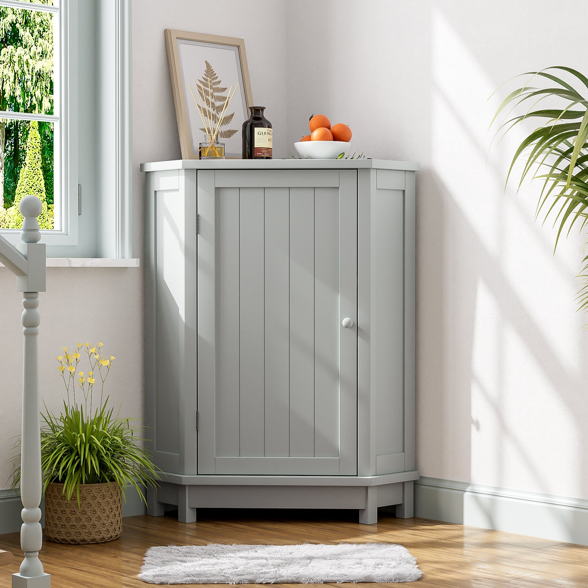 Grey Bathroom Cabinet Triangle Corner Storage With Adjustable Shelf by HouseOfZazla