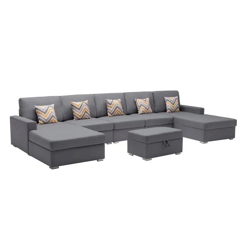 Nolan - Fabric 6 Piece Sectional Sofa With Pillows And Interchangeable Legs by Unique Piece Furniture