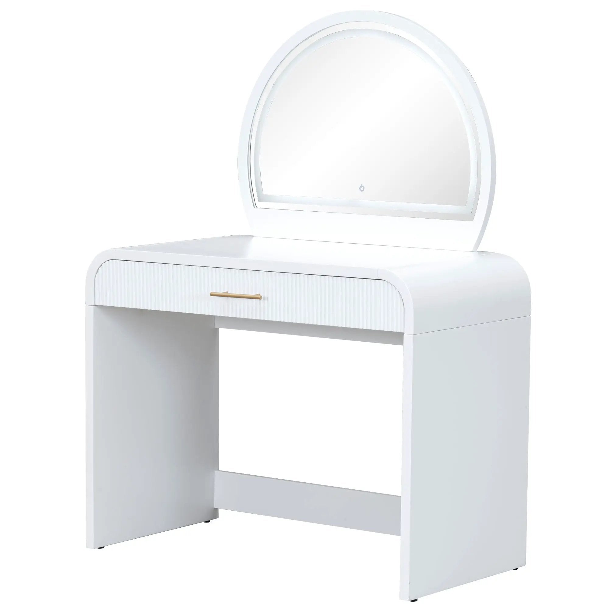 Makeup Vanity Table With Mirror Touch Screen Lighted Mirror, Dressing Table With Drawer For Bedroom - White by HouseOfZazla