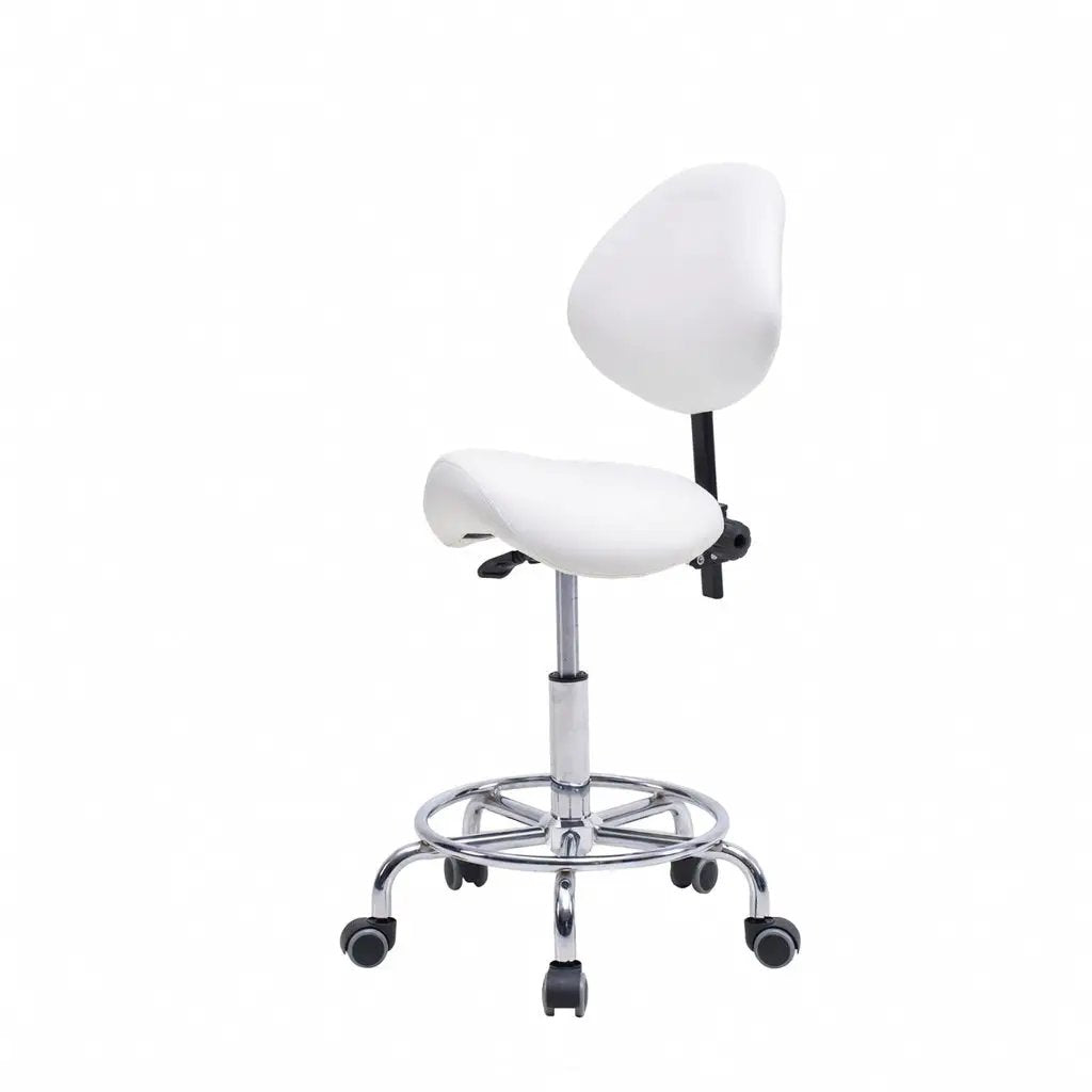 Saddle Stool Chair with Backrest - White by HouseOfZazla