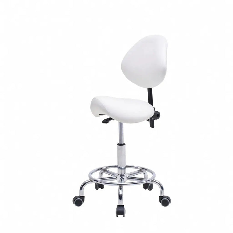 Saddle Stool Chair with Backrest - White by HouseOfZazla