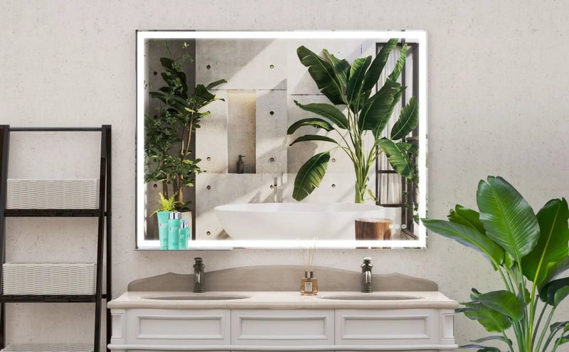 LED Bathroom Vanity Mirror Wall Mounted Adjustable / Warm / Natural Lights Anti-Fog Touch Switch With Memory Modern Smart Large Bathroom Mirrors by HouseOfZazla