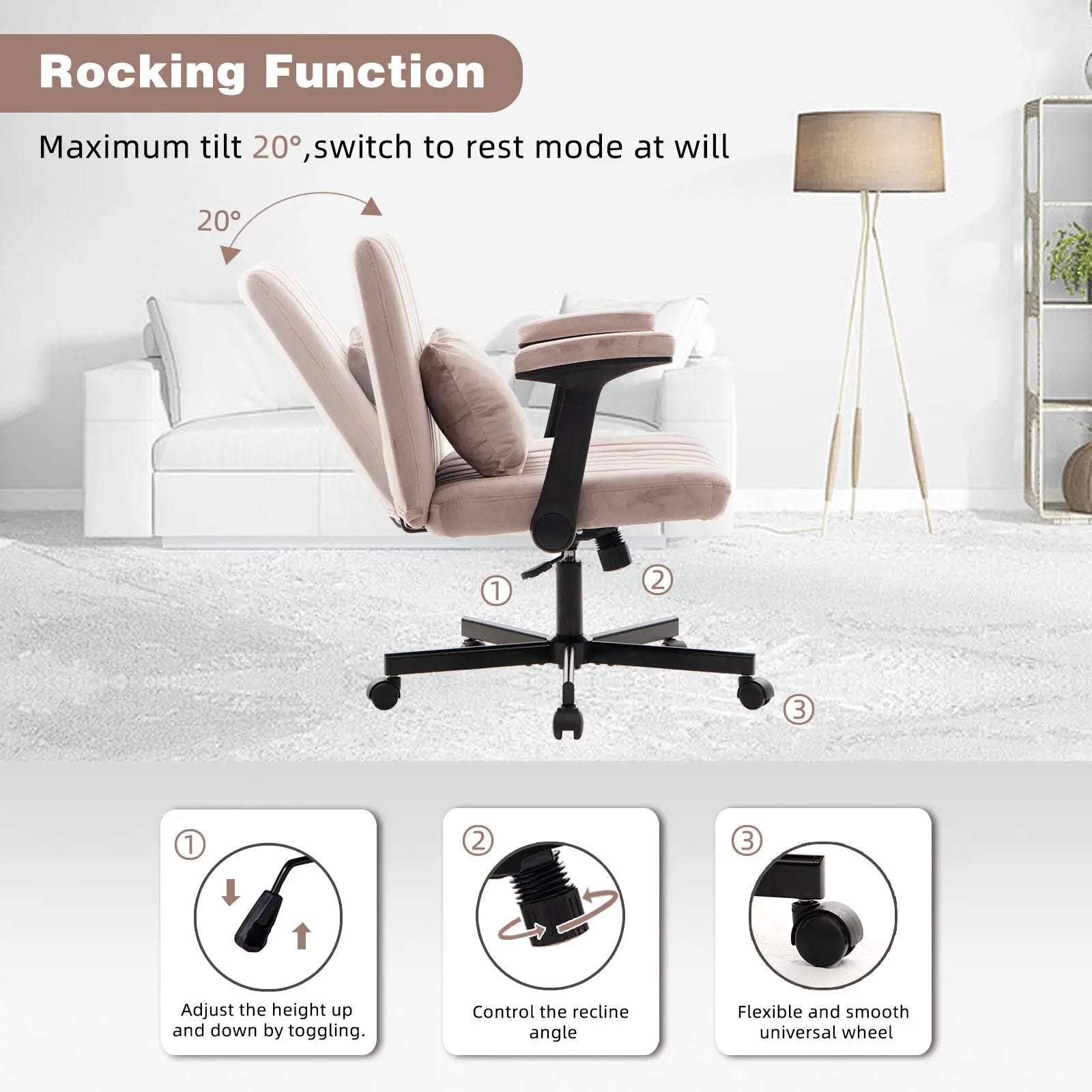 Criss Cross Armrest Office Chair With Wheels by HouseOfZazla