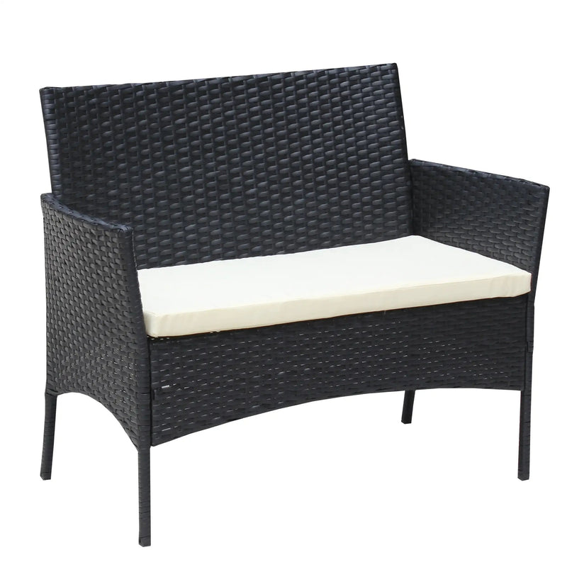4 PC Rattan Patio Furniture Set Outdoor Cushioned Wicker Sofa by HouseOfZazla