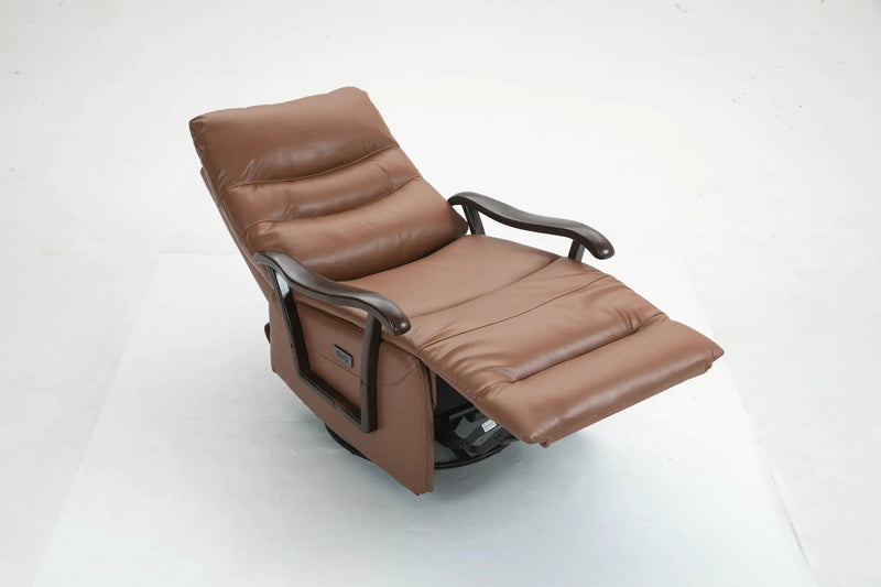 Swivel Rocker Recliner Power Glider Chair With Solid Wood Armrests, Extra Wide Reclining Sofa Chair Upholstered Living Room Single Sofa by HouseOfZazla