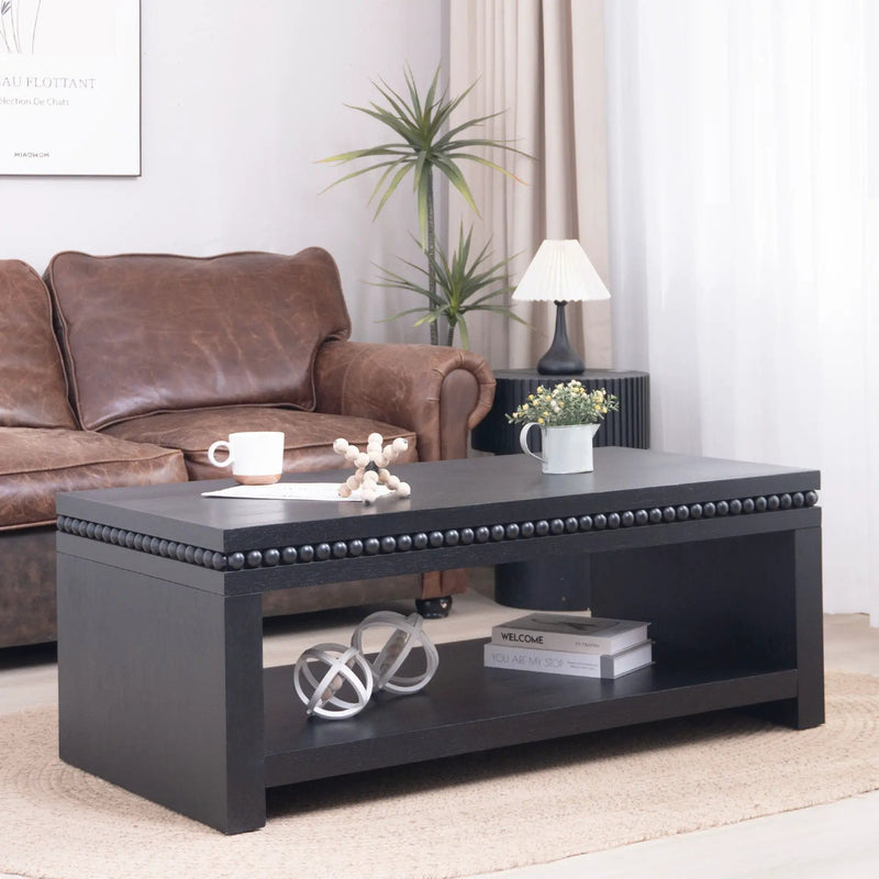 Modern Coffee Table With Beaded Trim by Unique Piece Furniture