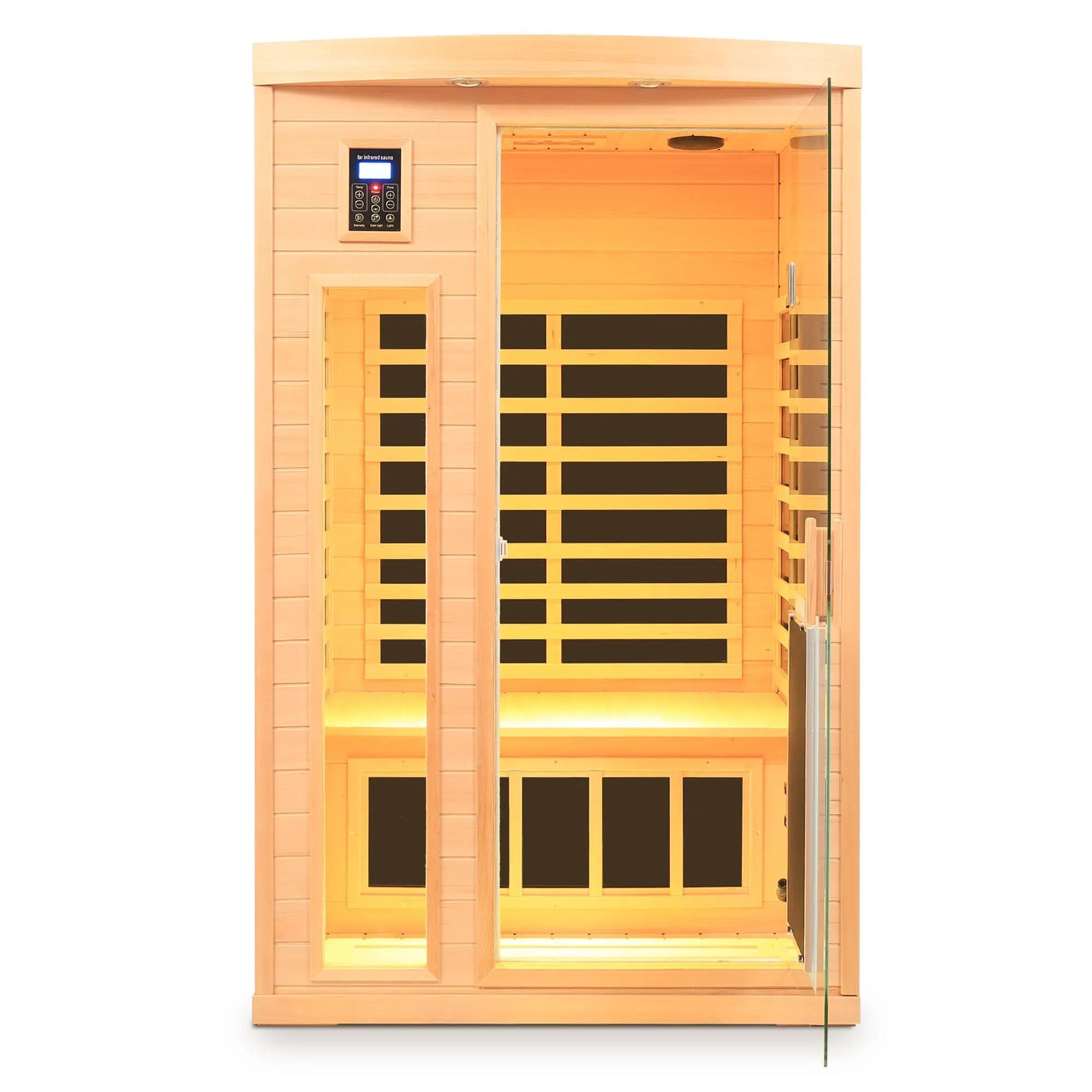 Low EMF Hemlock Wood Far-Infrared Indoor Two-Person Sauna Room by HouseOfZazla